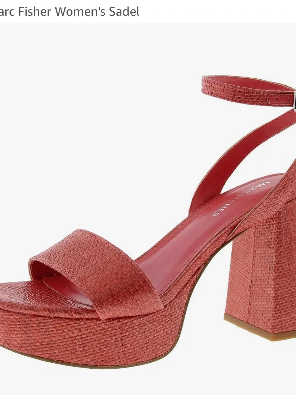 Marc Fisher Textured Coral Platform Block Heel Sandal